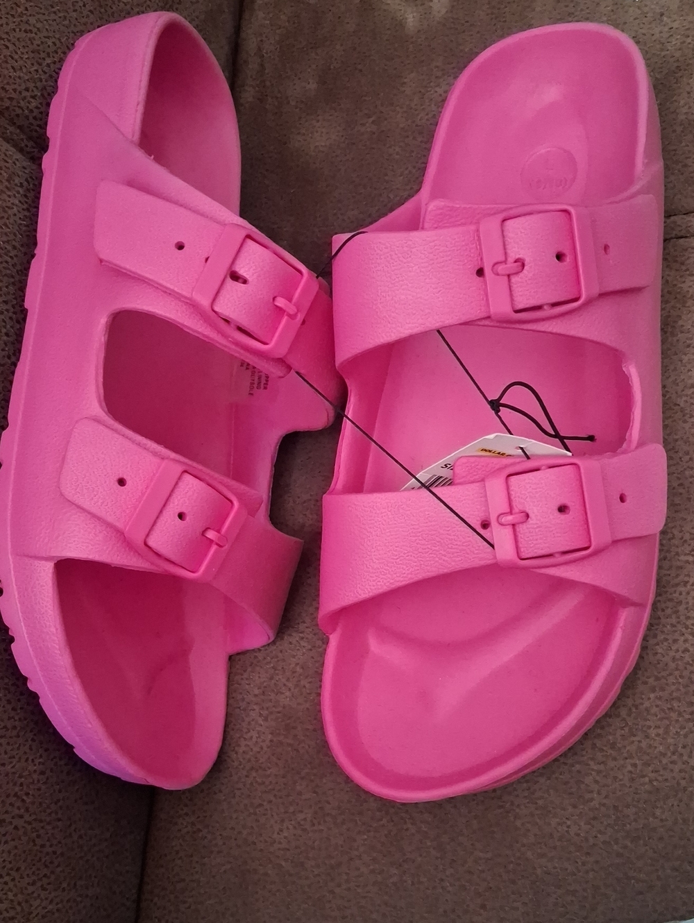 Bobbie Brooks Women's Hot Pink Dual-Buckle Slide Sandals Size Large 9/10